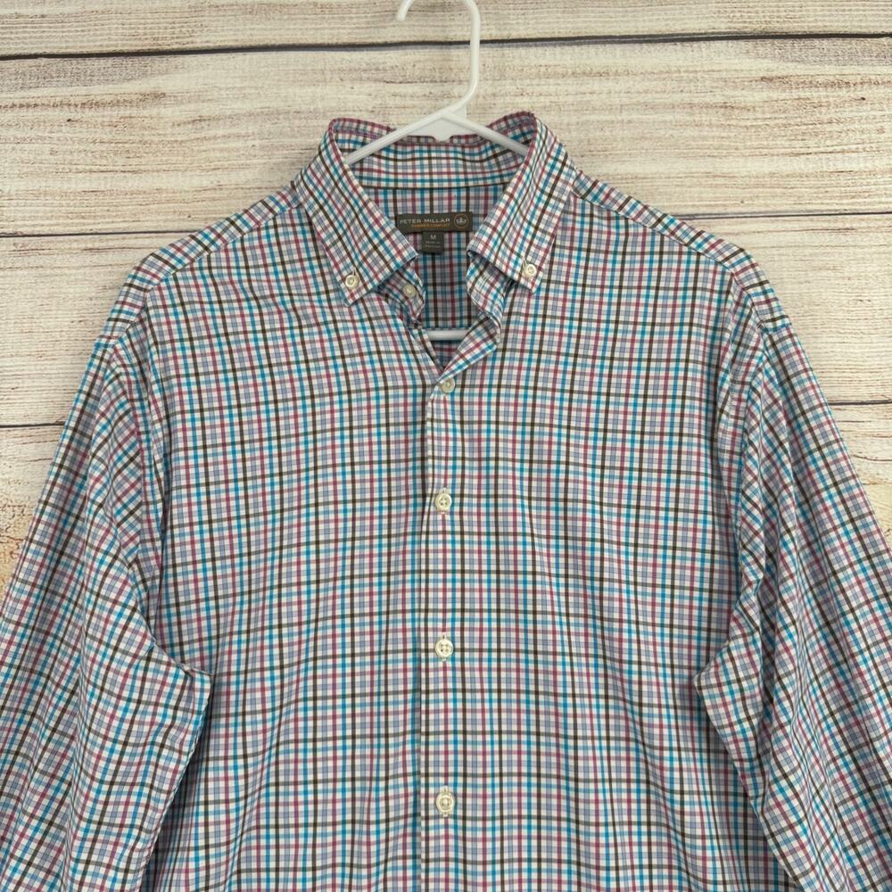 Peter Millar Post Performance Check Woven Dress‎ Shirt Men's M Multicolor - Picture 3 of 13